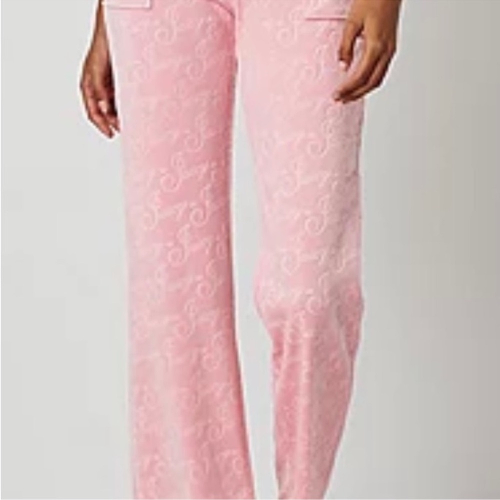 Juicy Couture Womens PINK Embossed Velour Straight Leg Pant size XL